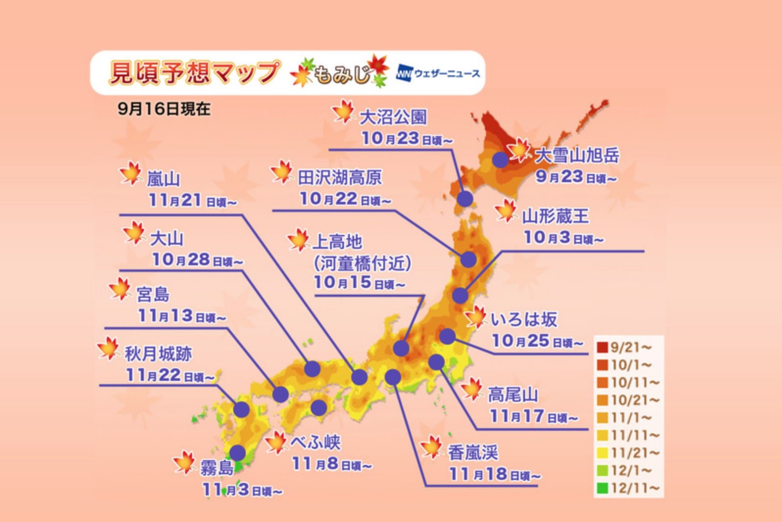 在冬天來臨之前 - 紅葉季節｜和櫻花相​​反，日本的紅葉是從北海道開始慢慢往南持續，最早九月中就可以在北海道的高山上見到紅葉景色了！北海道有許多自然景觀，除了日本第一早的